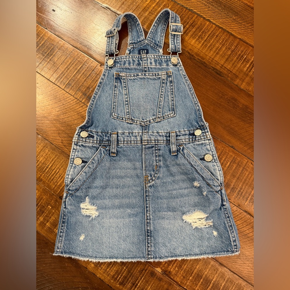 GAP Kids Distressed Blue Denim Overall skirt
